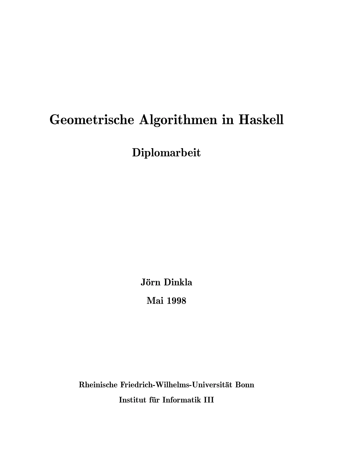 Diplomarbeit 'Geometrische Algorithmen in Haskell'
